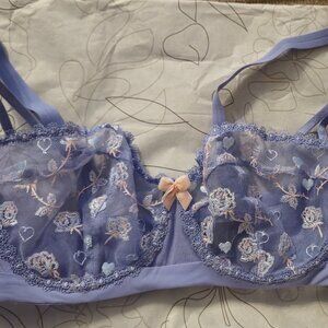 FlexWire Balconette Bra by Understance Brand Embroidery Easter 34D